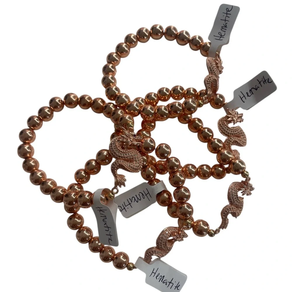 Rose Gold Hematite, Dragon,Stretch, Bracelet - Picture 5 of 6